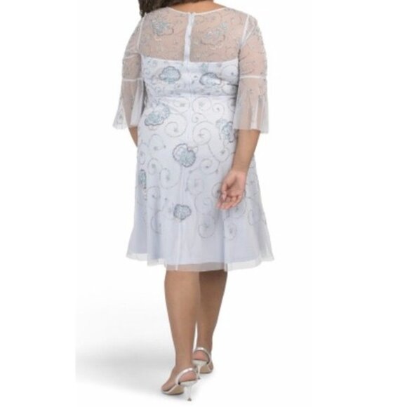 Adrianna Papell Serenity Blue Beaded Midi Dress New with Tags Size 22W NWT - Picture 2 of 12